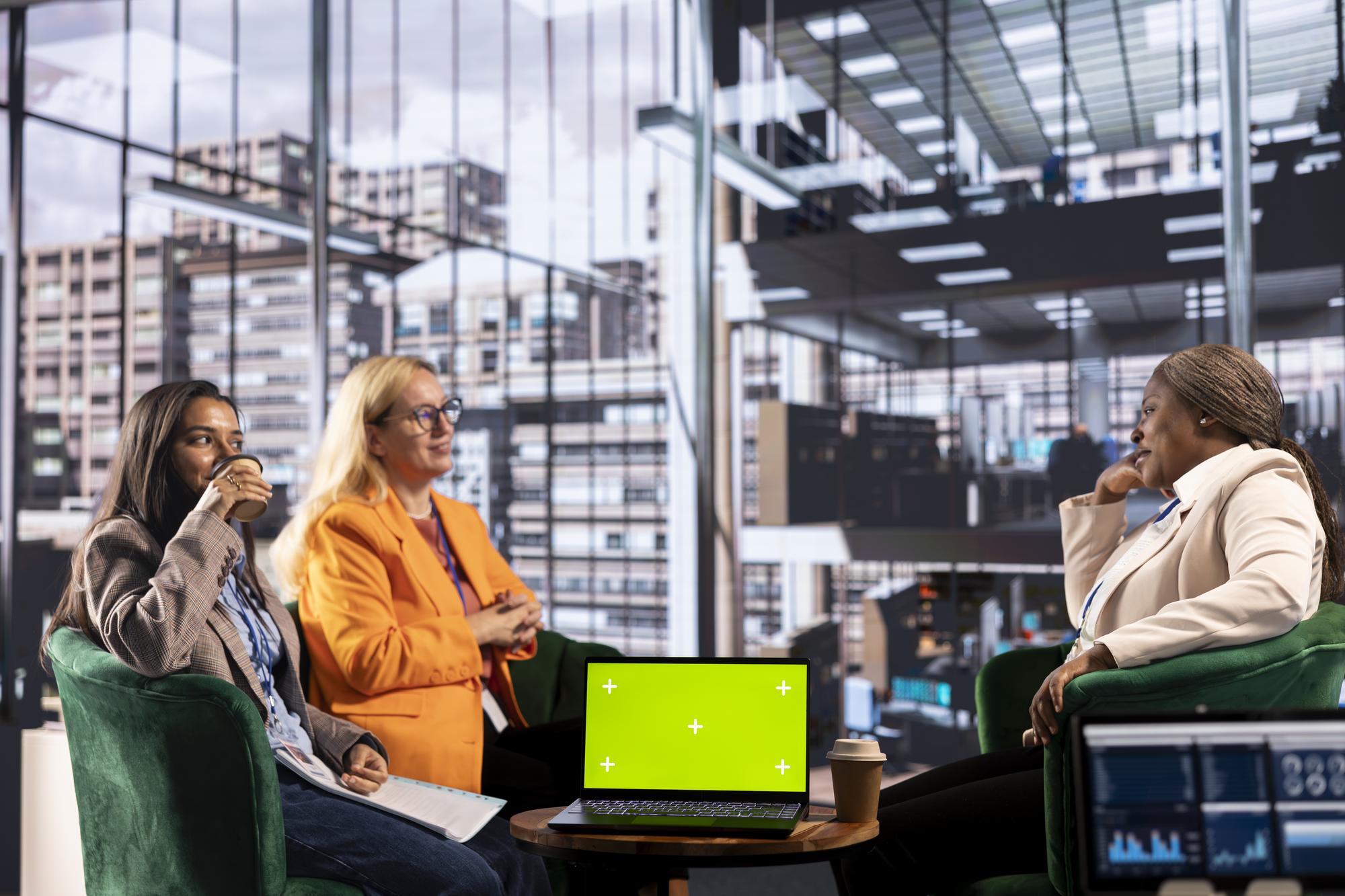 Contact team at modern workspace