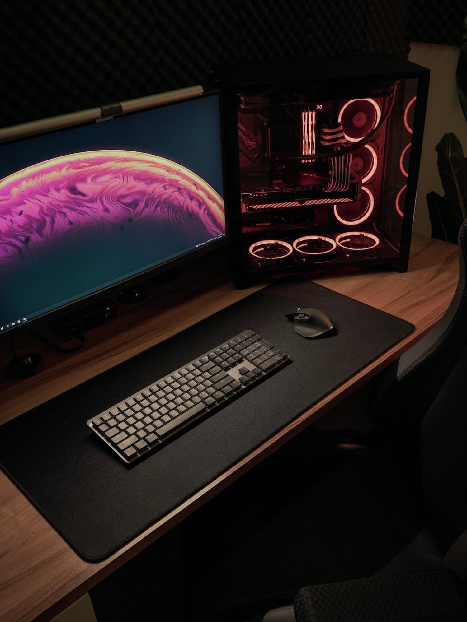 Designer workstation with RGB keyboard